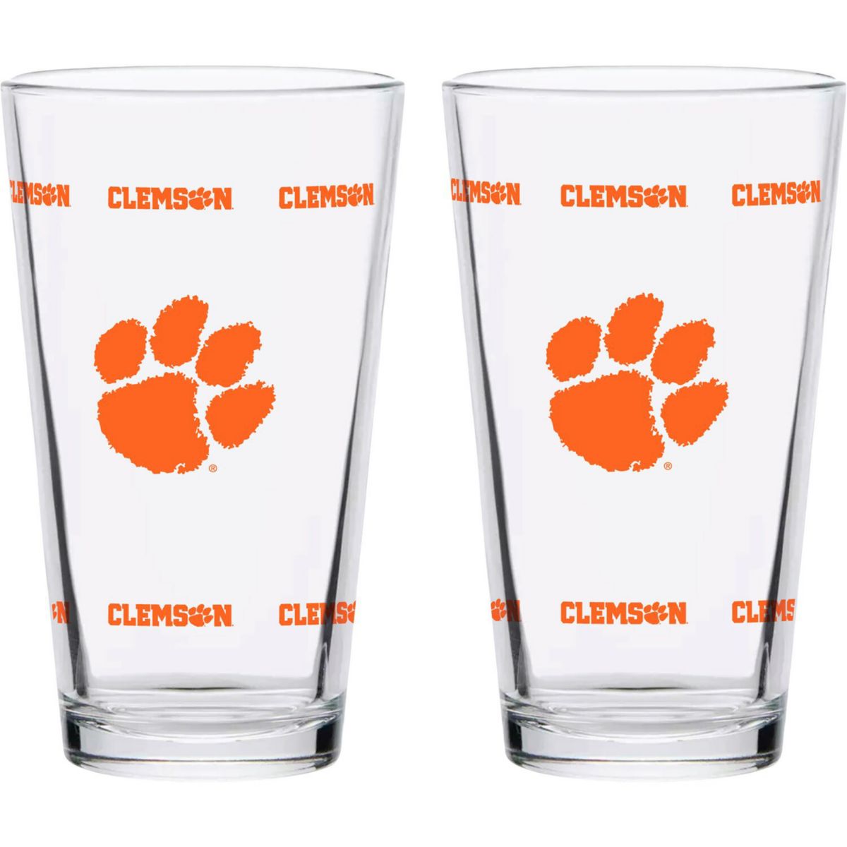 Clemson Tigers Two-Pack Knockout 16oz. Pint Glass Set Indigo Falls