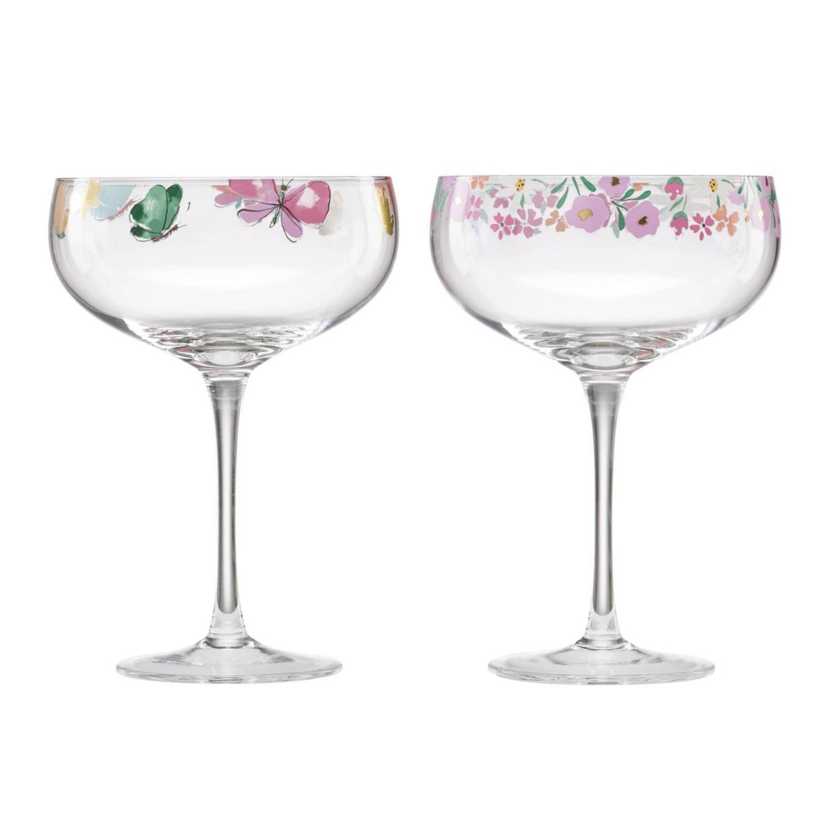 Cambridge Bright Floral Coupe Glasses, Set of 2 Cambridge