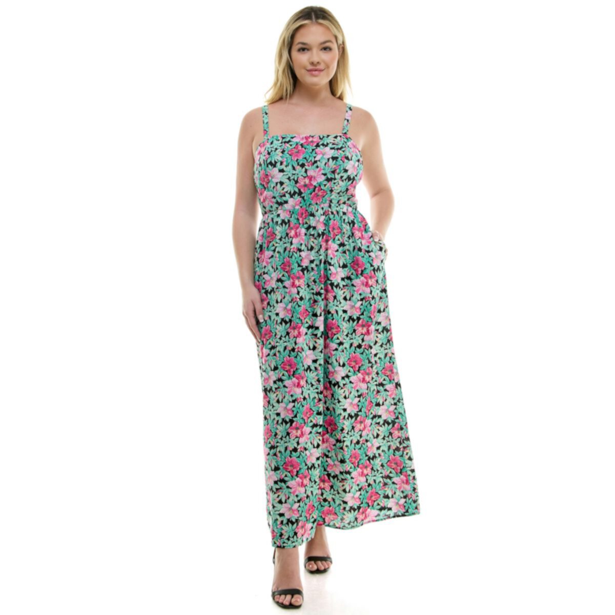 Juniors' Plus Size Lily Rose Squareneck Maxi Dress Lily Rose