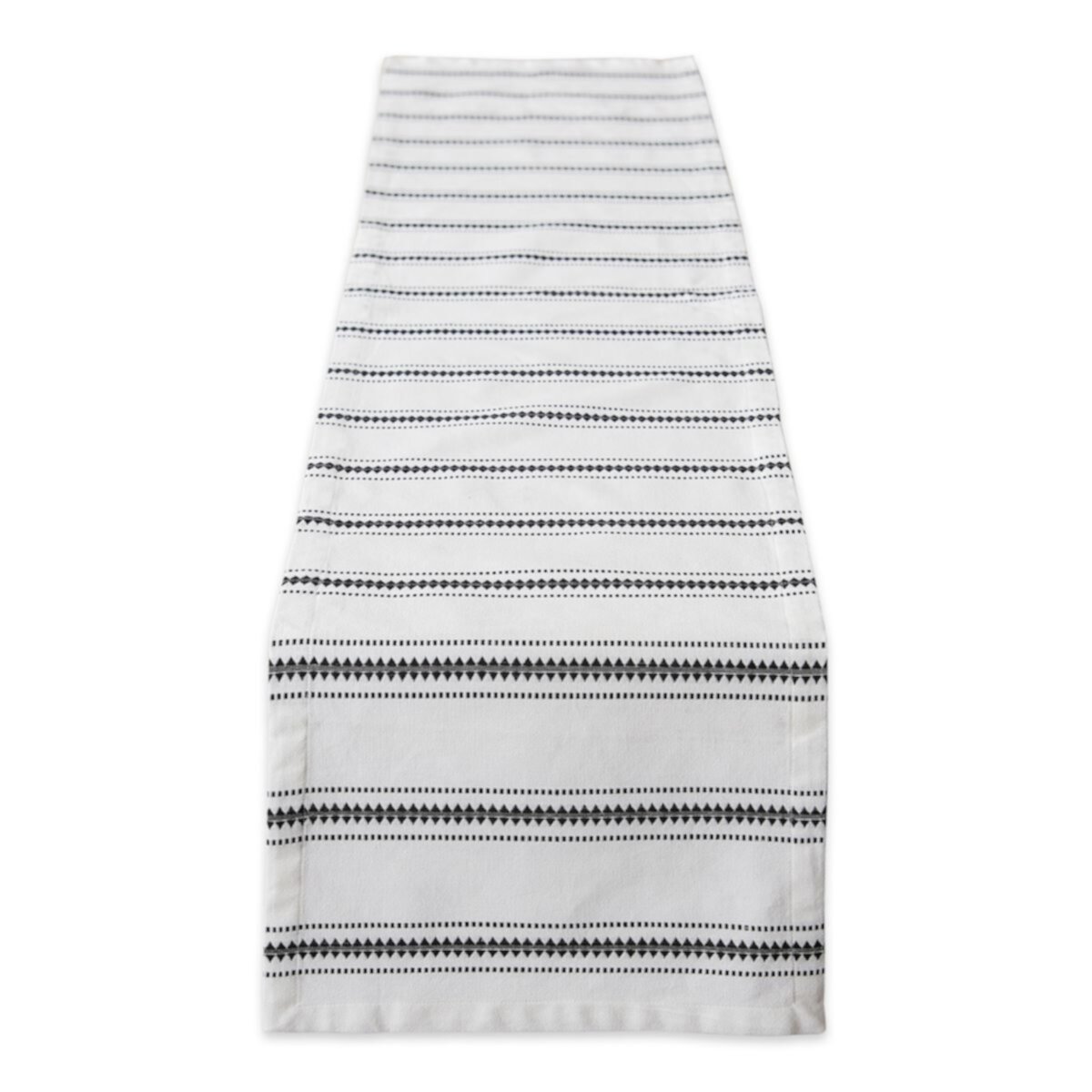 14&#34; x 72&#34; Black and White Zig Dobby Stripe Decorative Table Runner Contemporary Home Living