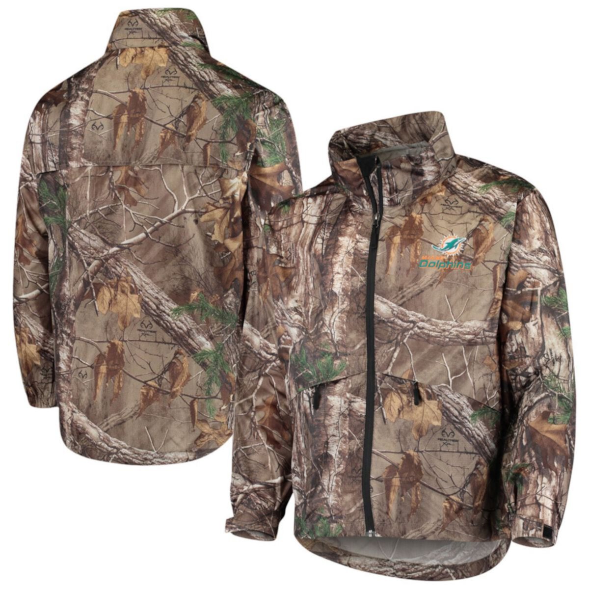 Мужская Куртка Dunbrooke Realtree Camo Miami Dolphins Circle Sportsman Водонепроницаемая Складная с Полной Молнией Unbranded