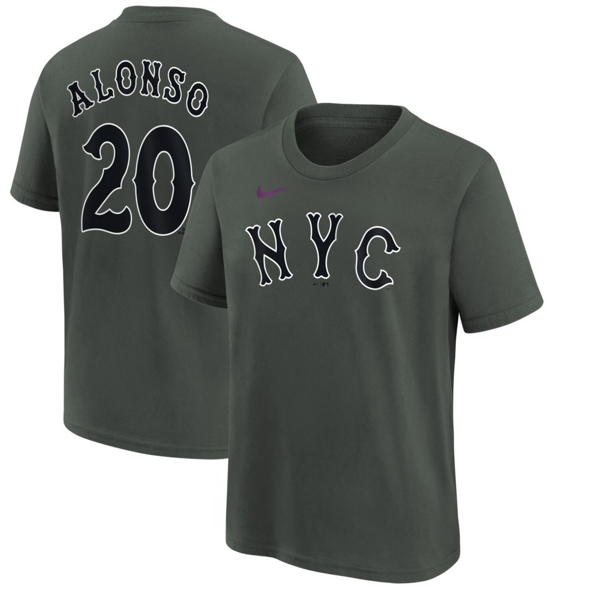 Джерси Nike Для мальчиков Pete Alonso Charcoal New York Mets 2024 City Connect Name & Number Nitro USA