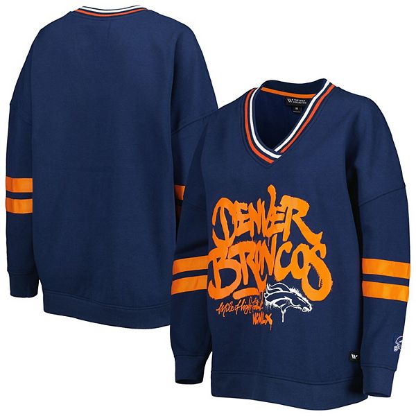 Женский пуловер-свитшот с V-образным вырезом The Wild Collective Denver Broncos из флиса The Wild Collective