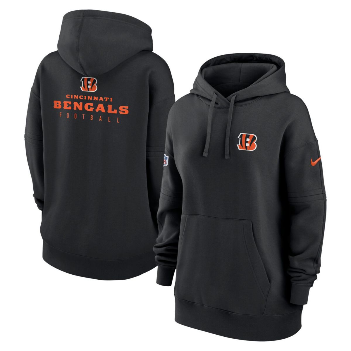 Женская Футболка Nike Черная Cincinnati Bengals 2023 Sideline Club Fleece Pullover Hoodie Nike