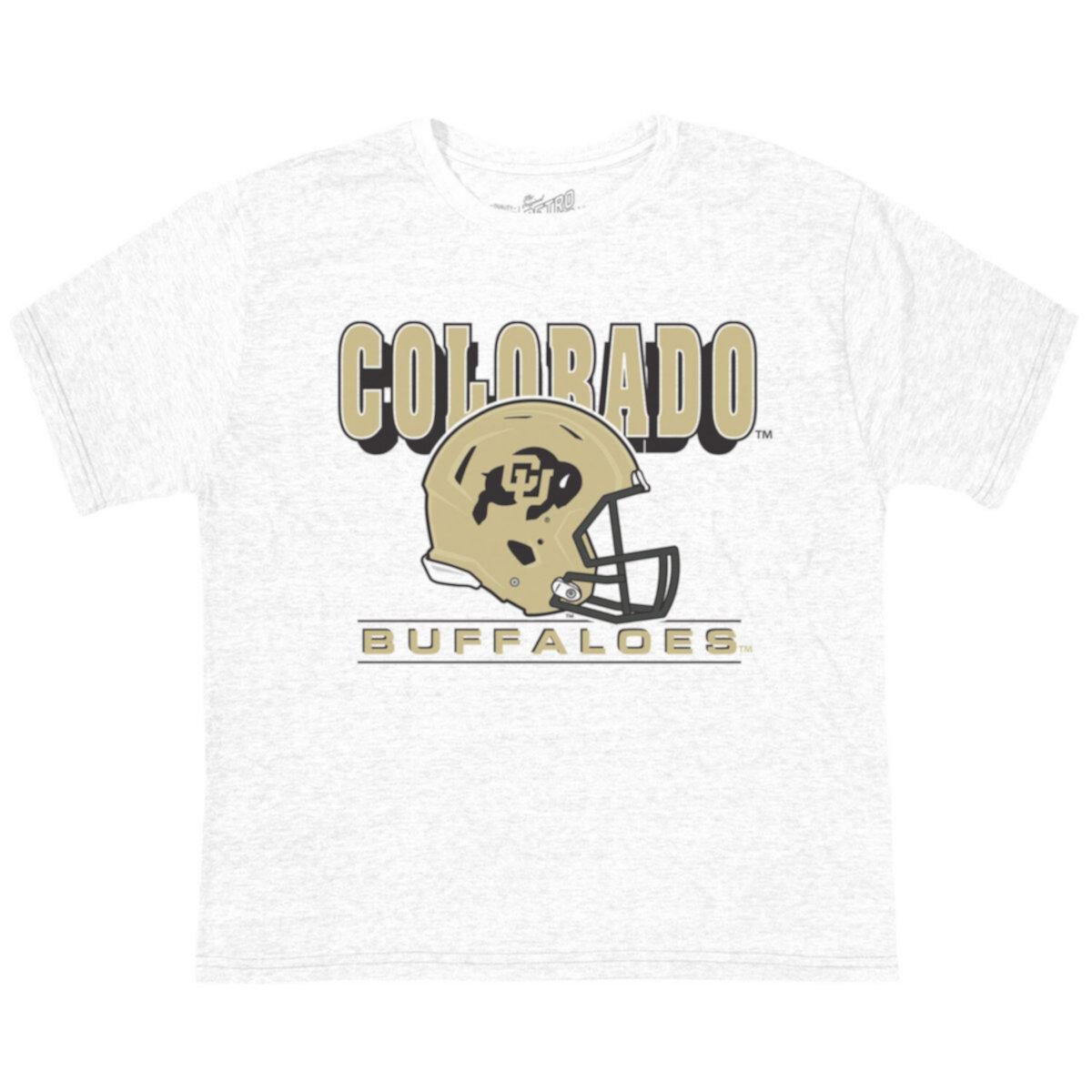 Toddler Original Retro Brand White Colorado Buffaloes Helmet Tri-Blend T-Shirt Original Retro Brand