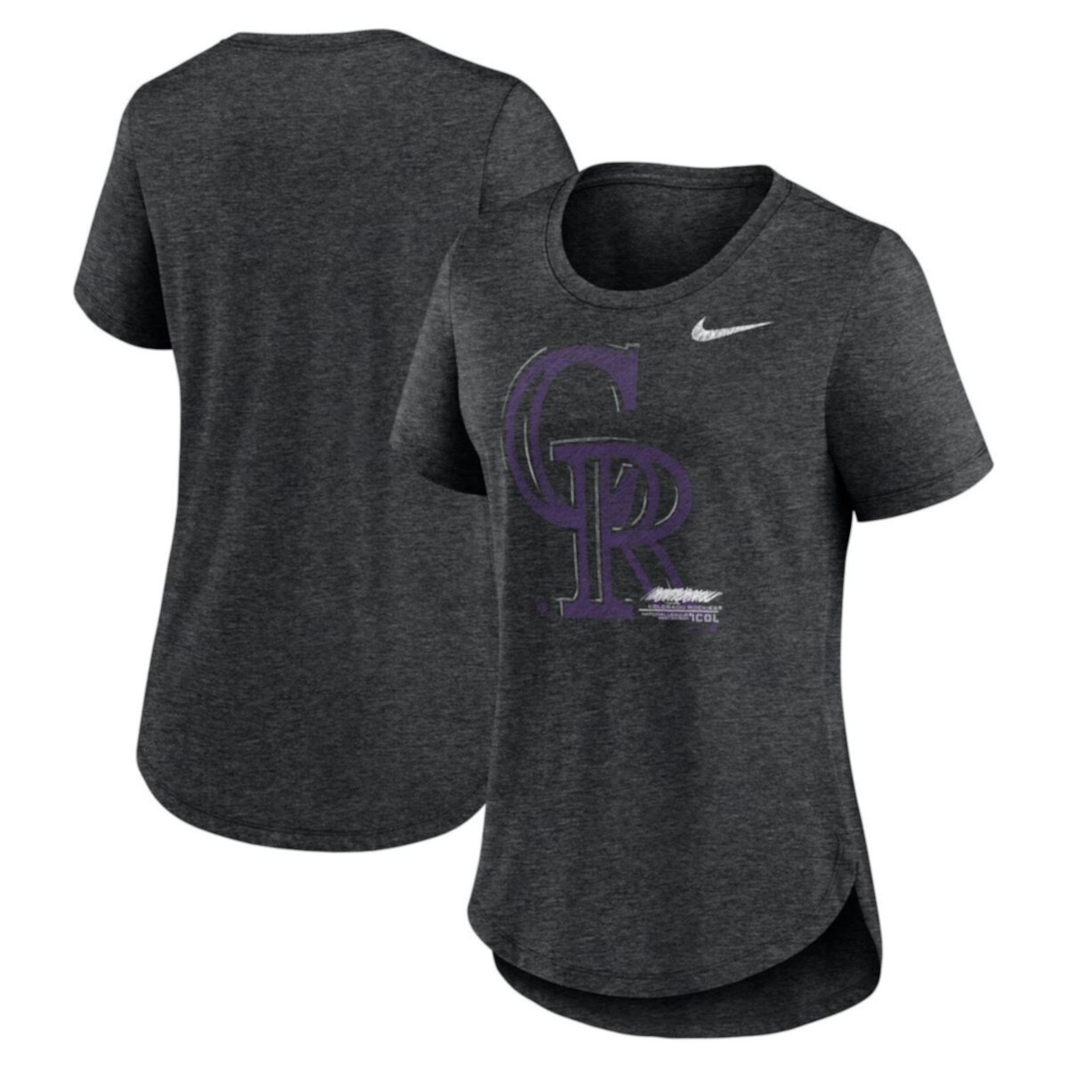 Women's Nike Heather Black Colorado Rockies Touch Tri-Blend T-Shirt Nitro USA