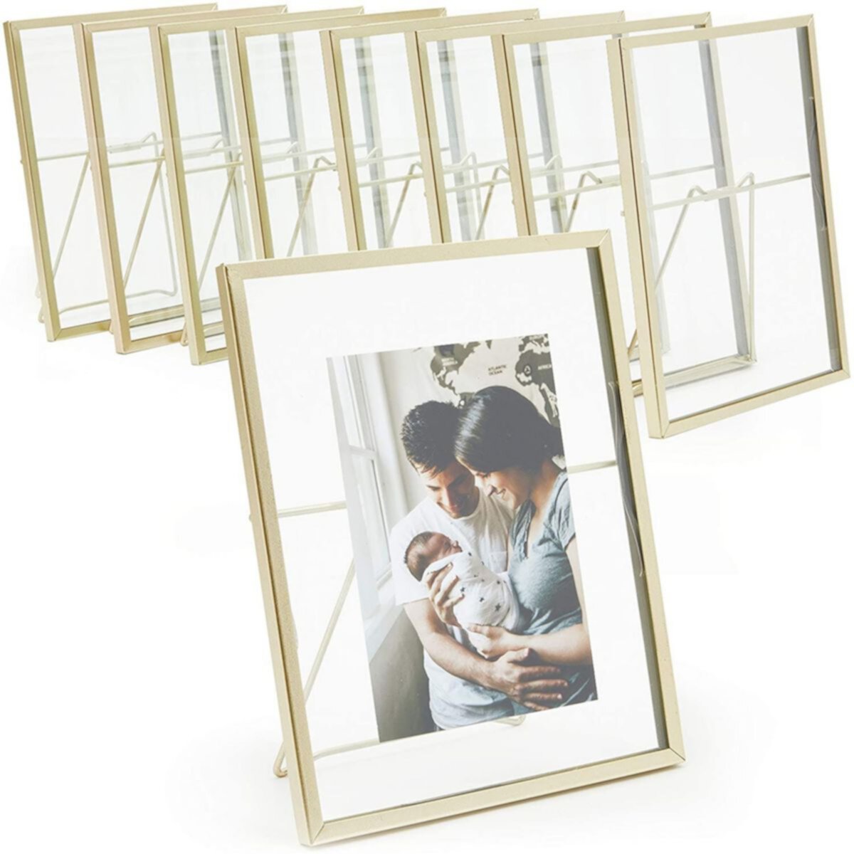 Gold Glass Floating Frames for Pressed Flowers, 5 x 7 Inch Photos (8 Pack) Juvale