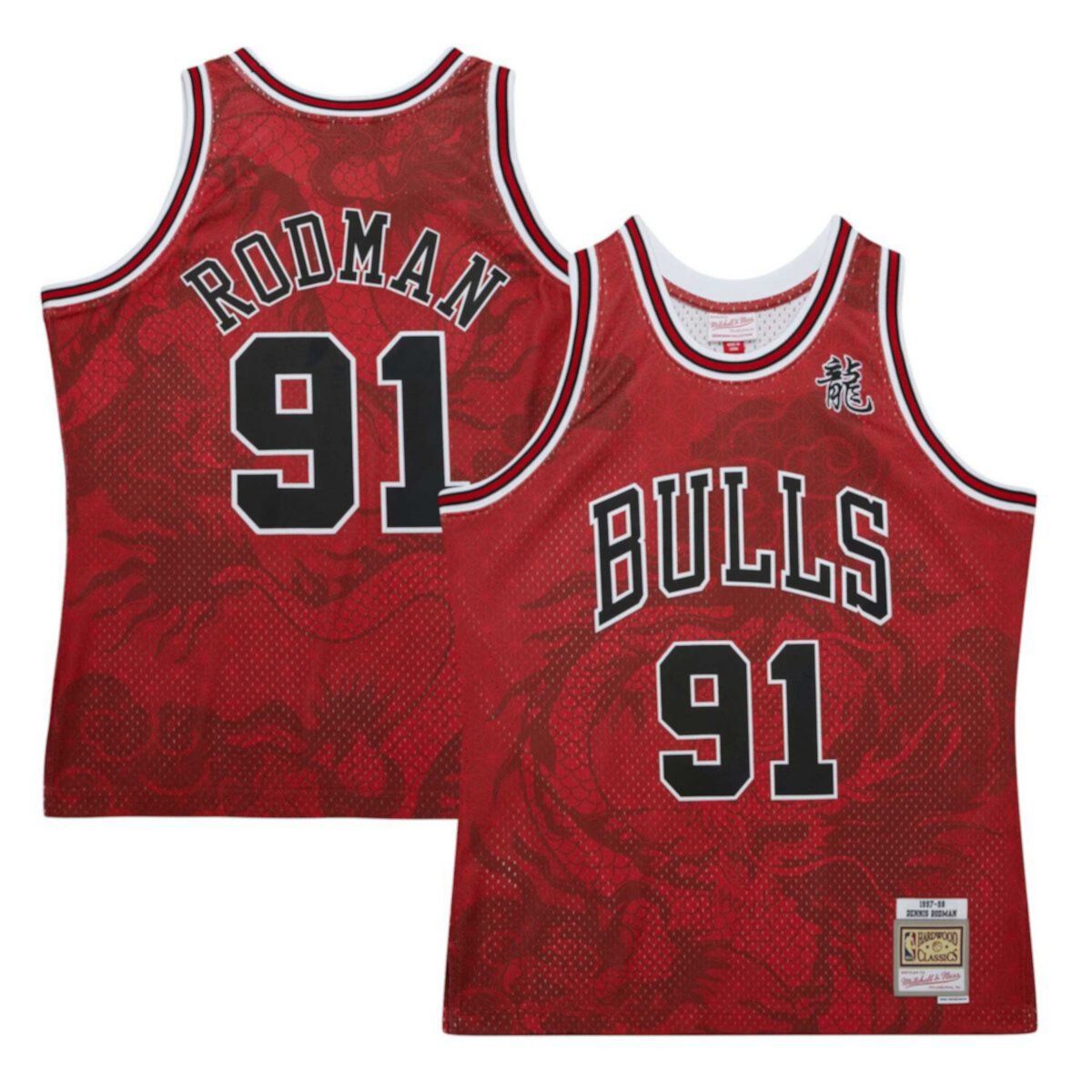 Мужская Футболка Mitchell & Ness Деннис Родман Красная Chicago Bulls 1997/98 Hardwood Classics Asian Heritage 6.0 Swingman Throwback Игровая Футболка Mitchell & Ness