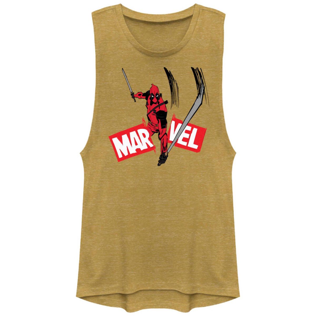 Juniors' Marvel Deadpool And Wolverine Logo Slash Graphic Muscle Tank Top Marvel