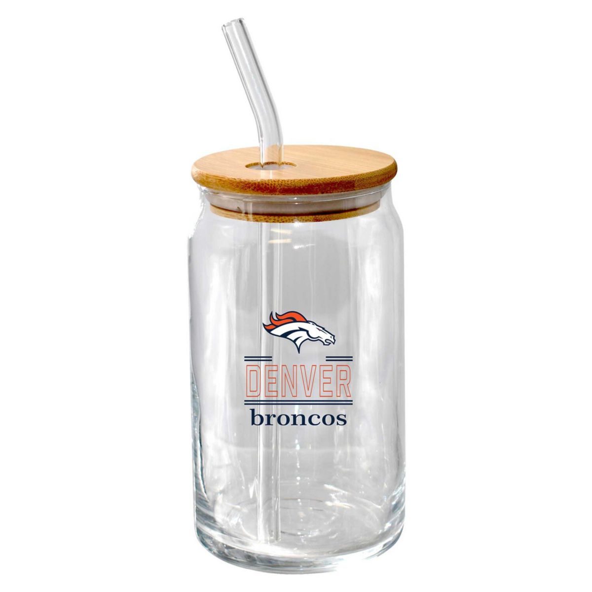 The Memory Company Denver Broncos 16oz. Classic Crew Beer Glass with Bamboo Lid The Memory Company