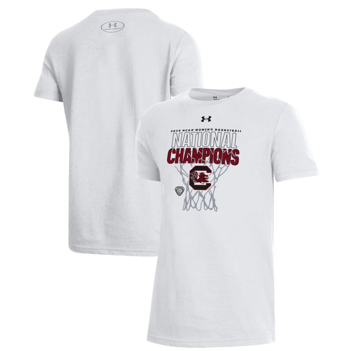 Youth Under Armour  White South Carolina Gamecocks 2024 NCAA Women's Basketball National Champions Locker Room T-Shirt Under Armour