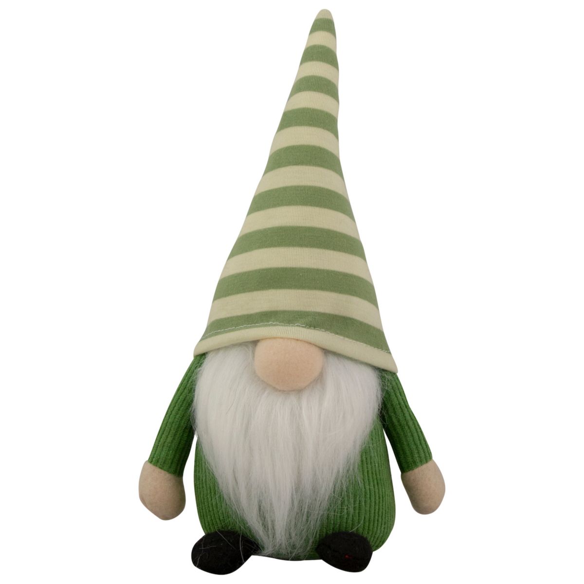 9.25&#34; Green Striped Hat Boy Springtime Gnome Christmas Central