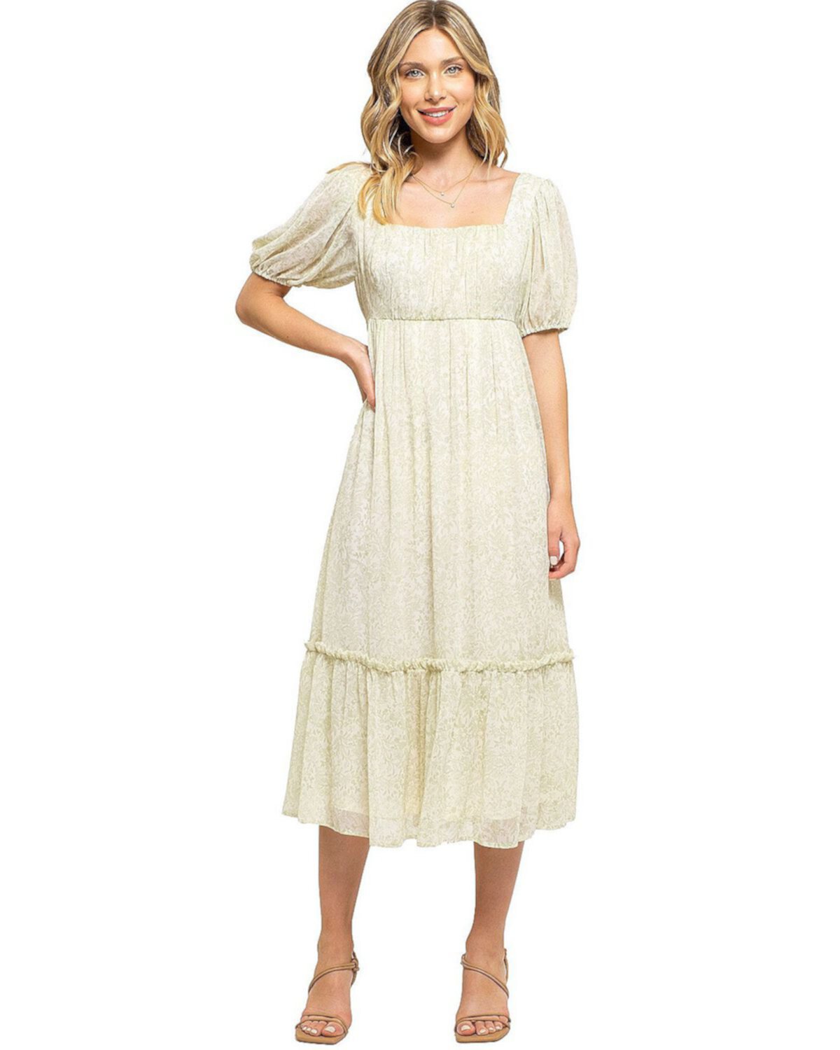 August Sky Women's Balloon Sleeve Midi Dress August Sky