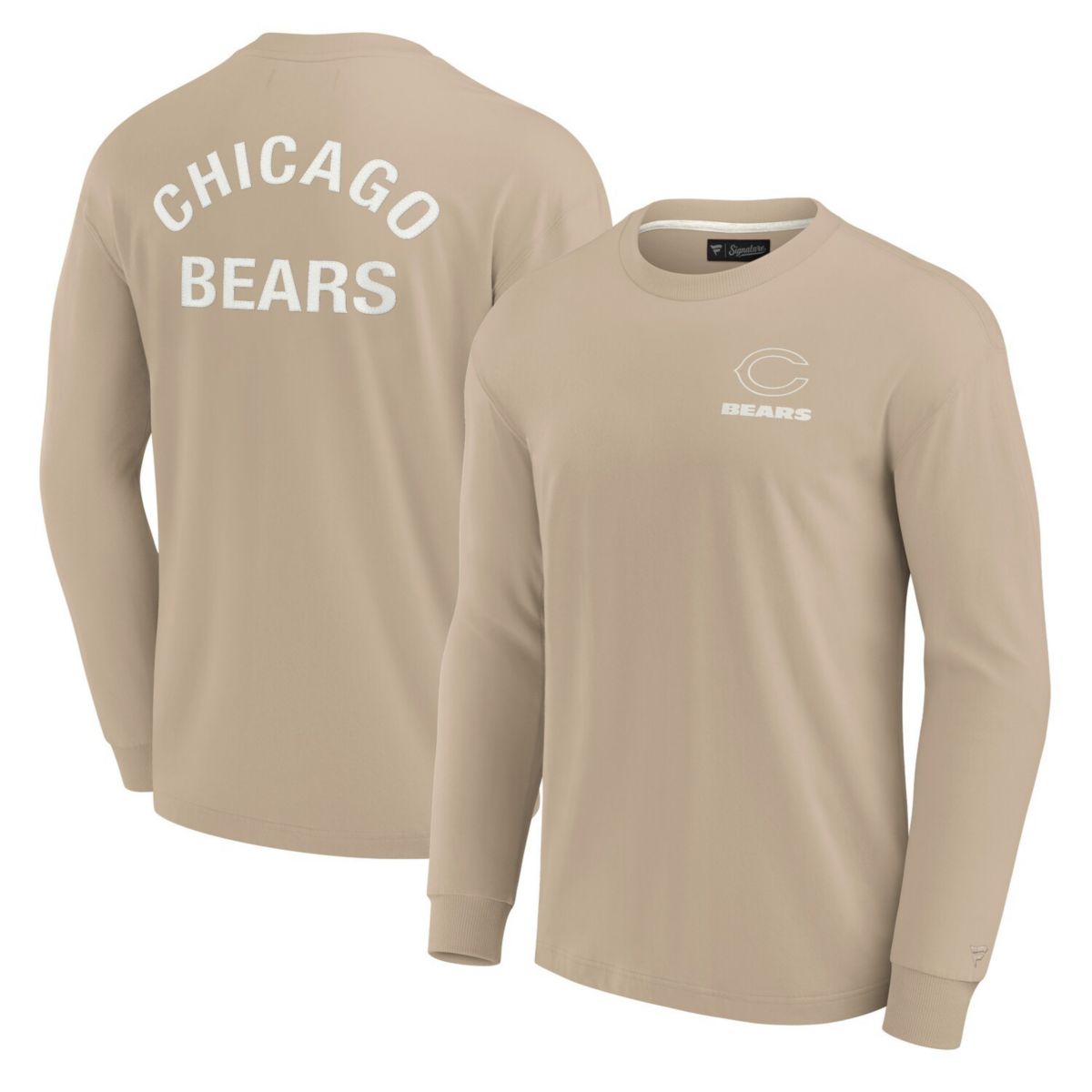 Унисекс Футболка Fanatics Signature Khaki Chicago Bears Elements Super Soft Длинный Рукав Fanatics Signature