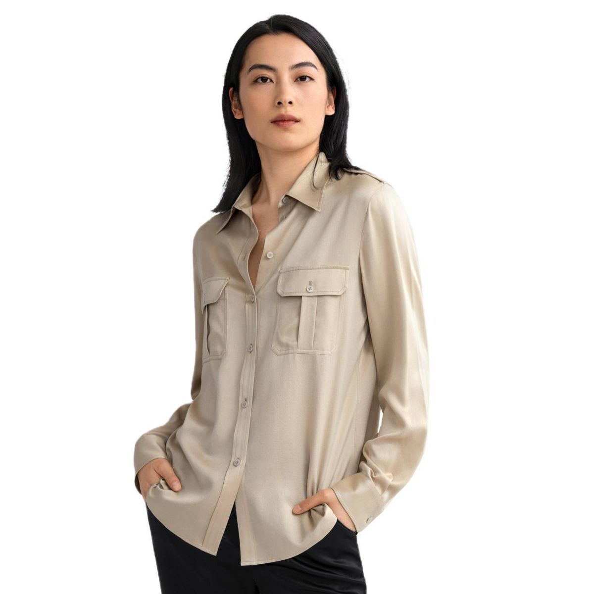 Lilysilk Sandwashed Silk Shirt With Epaulettes For Women LILYSILK