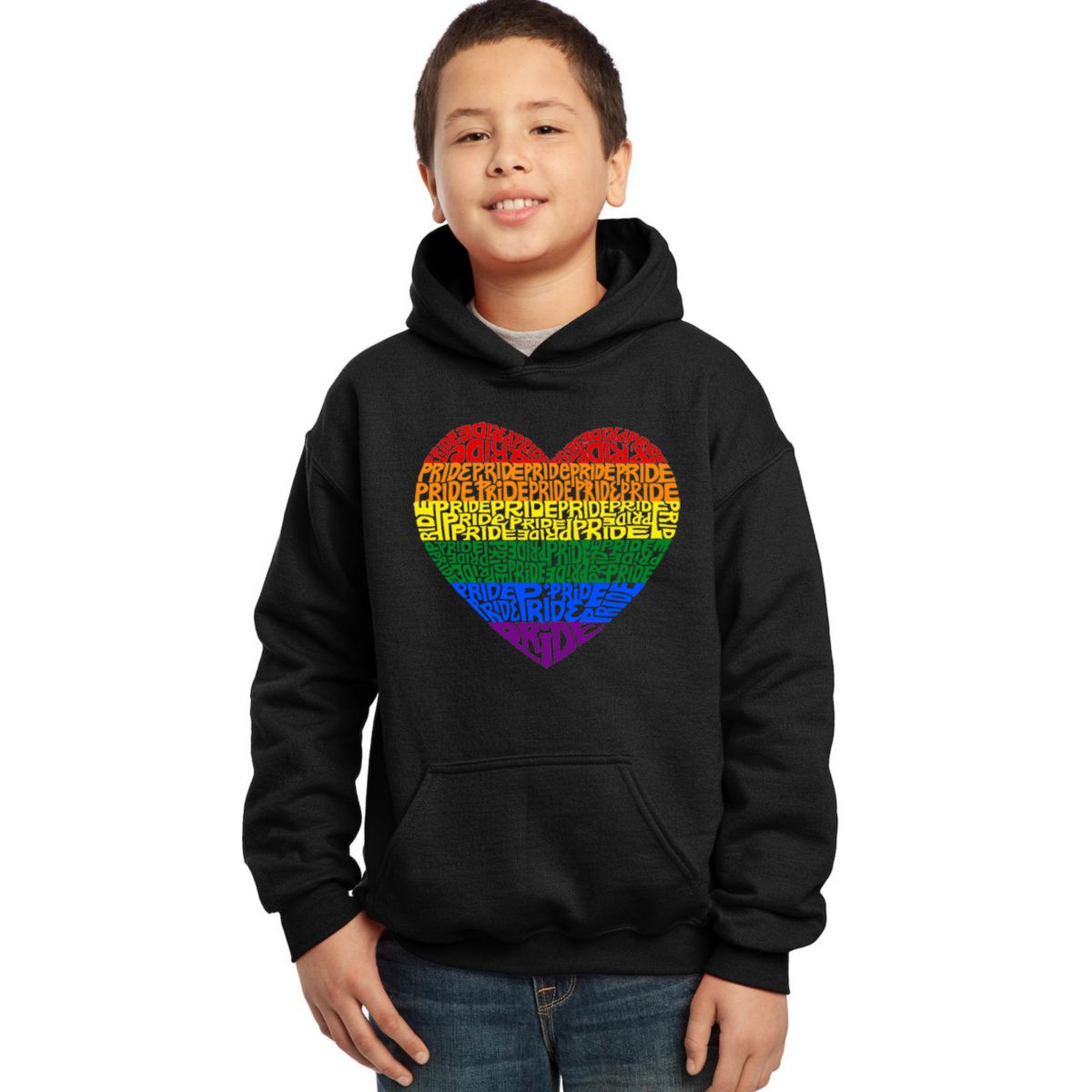 Pride Heart - Boy's Word Art Hooded Sweatshirt LA Pop Art