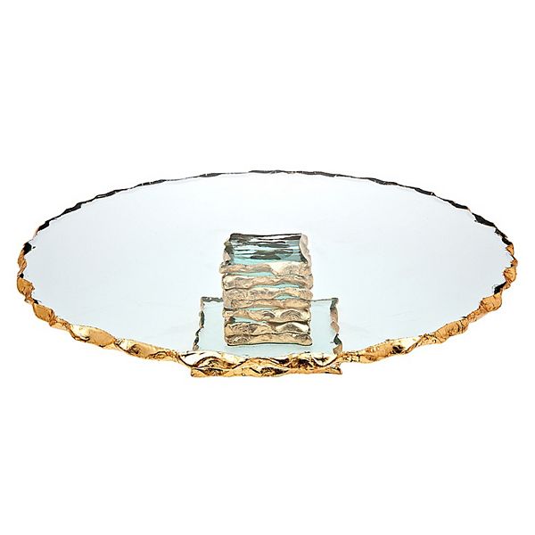 Godinger Silver Harper Gold Finish Edge Large Footed Cake Stand Godinger Silver