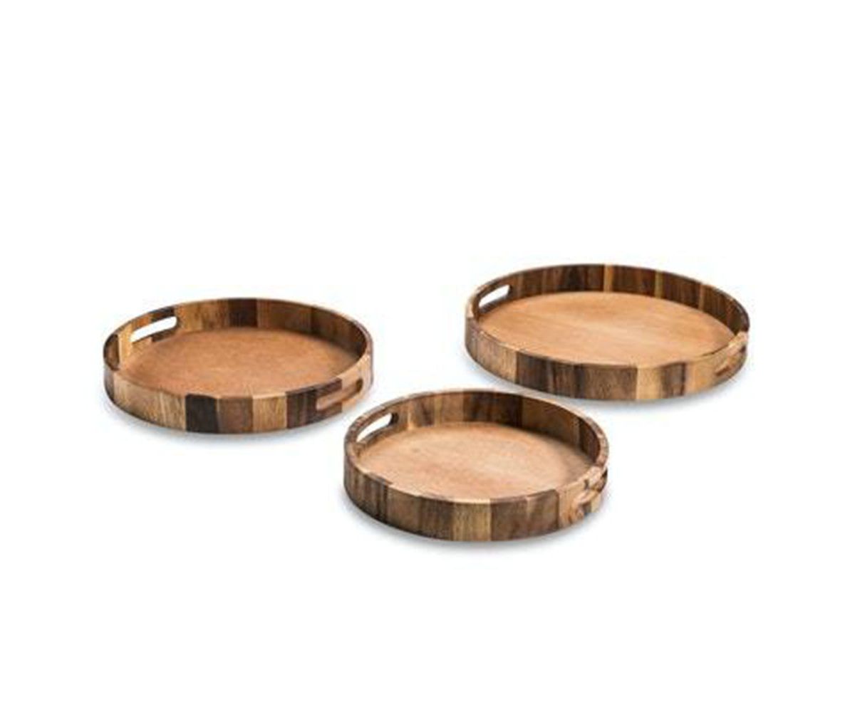 Set of 3 Round Serving Trays Kalmar Home