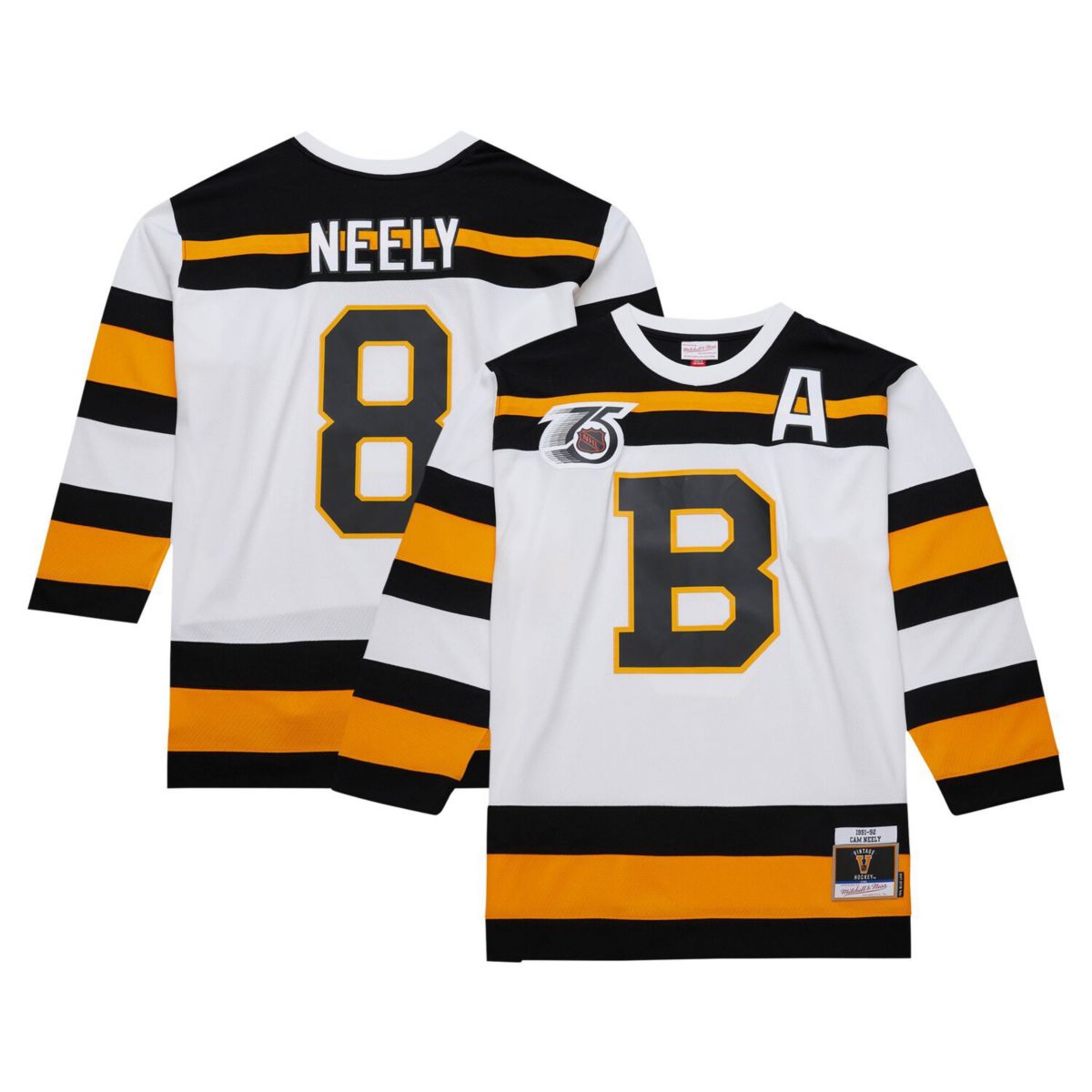 Мужская Футболка Mitchell & Ness Cam Neely Белая Boston Bruins 1991/92 Alternate Captain Blue Line Player Jersey Mitchell & Ness