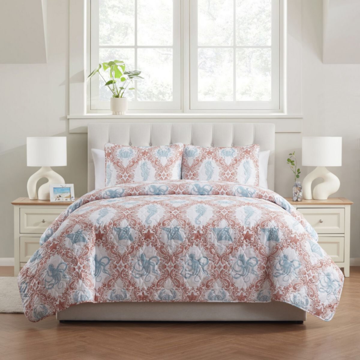 VCNY Home Coastal 3-Piece Printed Sealife Quilt Set VCNY HOME