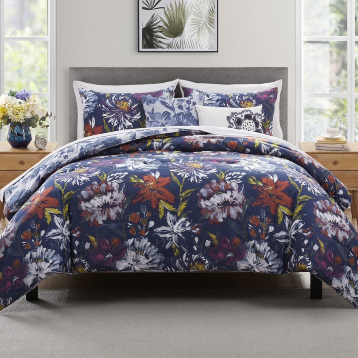 VCNY Home Danny 5-Piece Reversible Blue Floral Comforter Set VCNY HOME