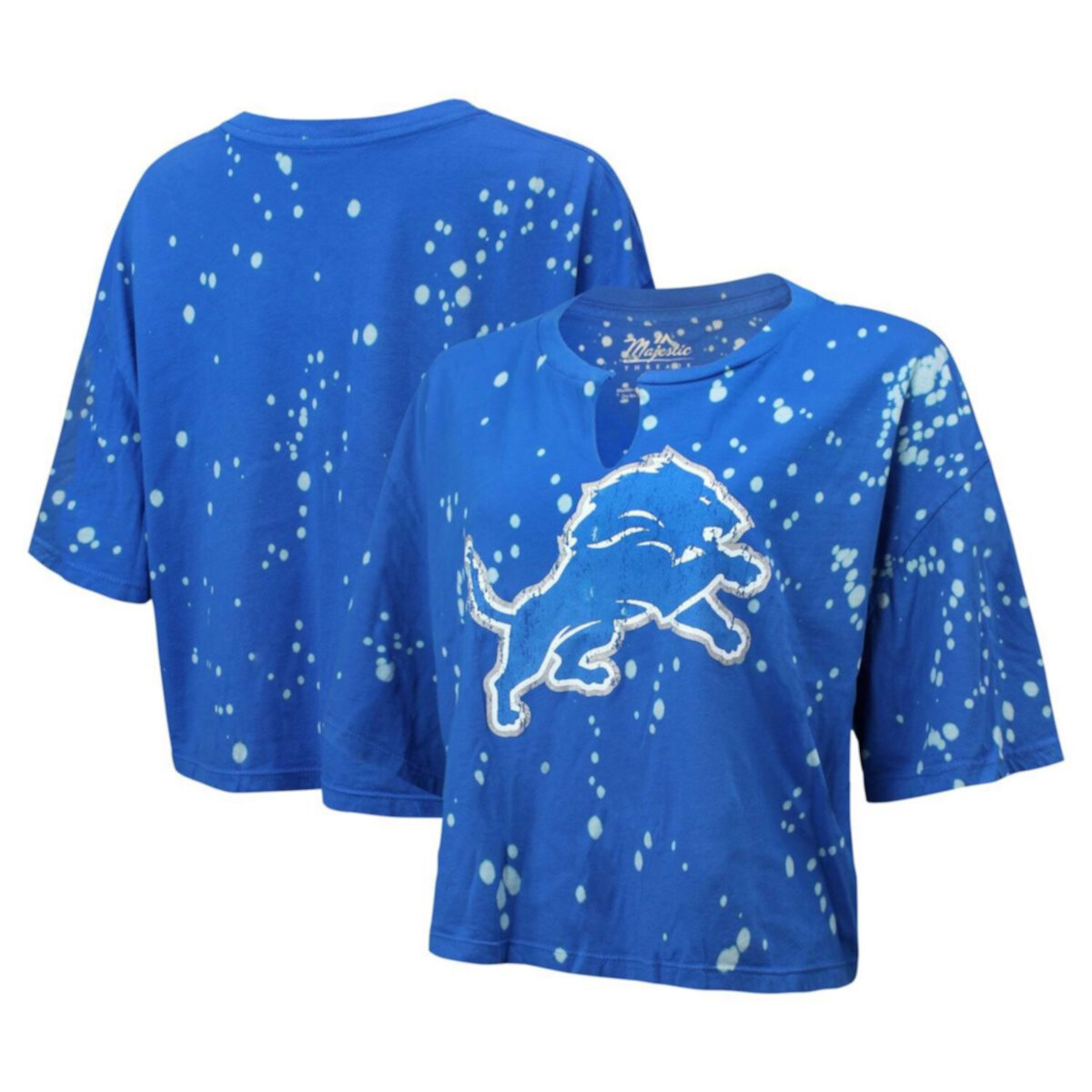 Женский кроп-топ Majestic Threads Detroit Lions с вырезом и эффектом потёртости Majestic