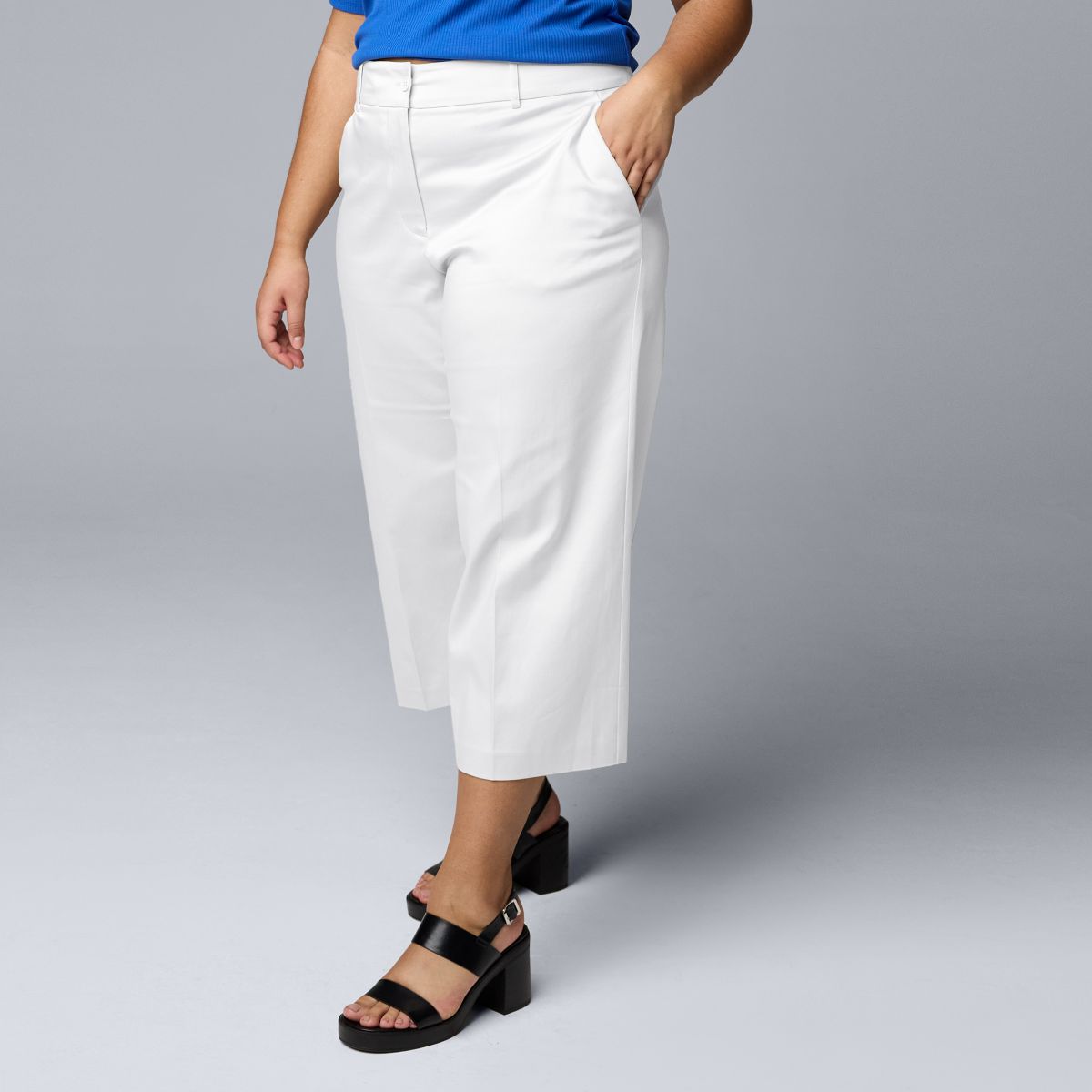 Plus Size Simply Vera Vera Wang Cotton Sateen Wide-Leg Capri Pants Simply Vera Vera Wang