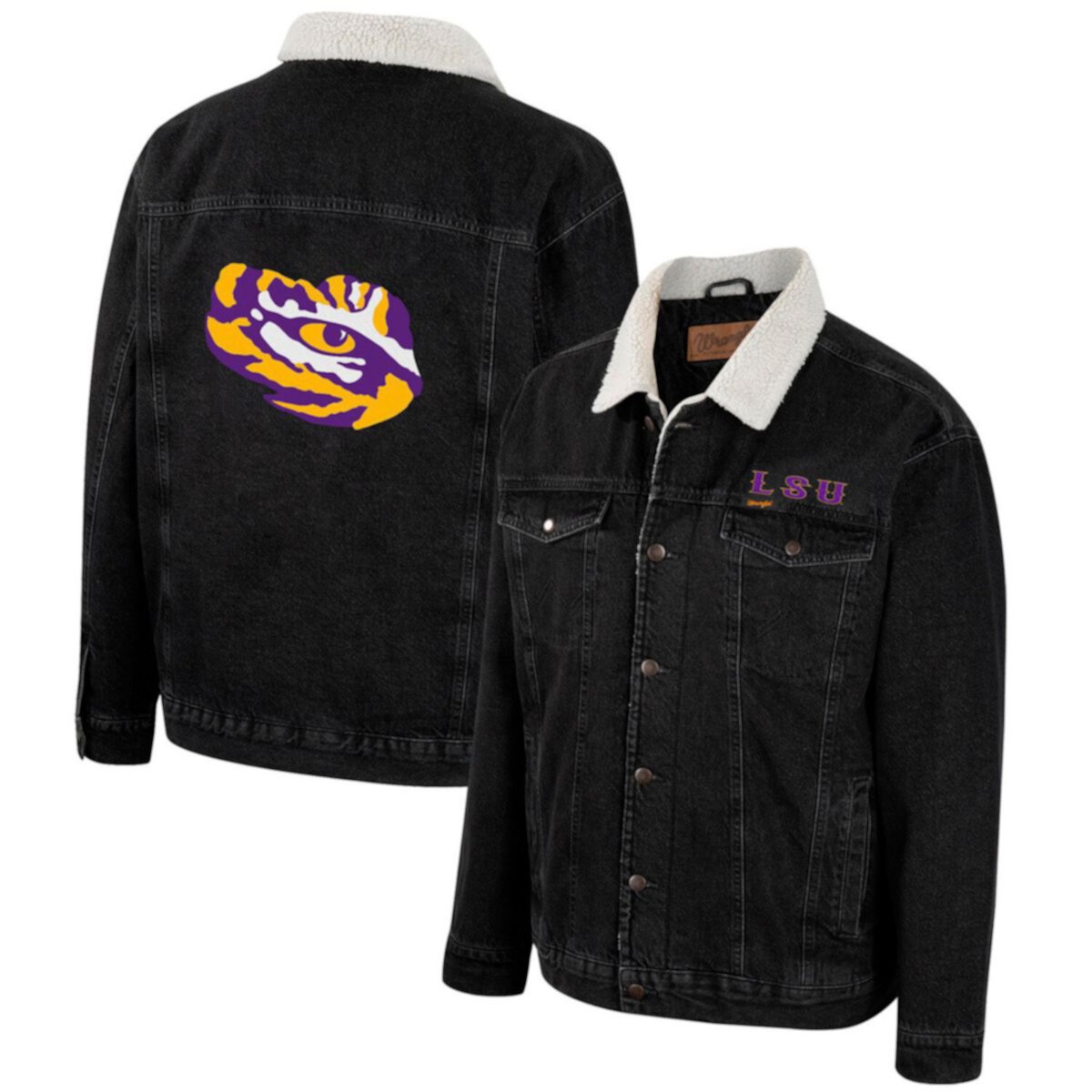 Men's Colosseum x Wrangler Charcoal LSU Tigers Western Button-Up Denim Jacket Colosseum x Wrangler