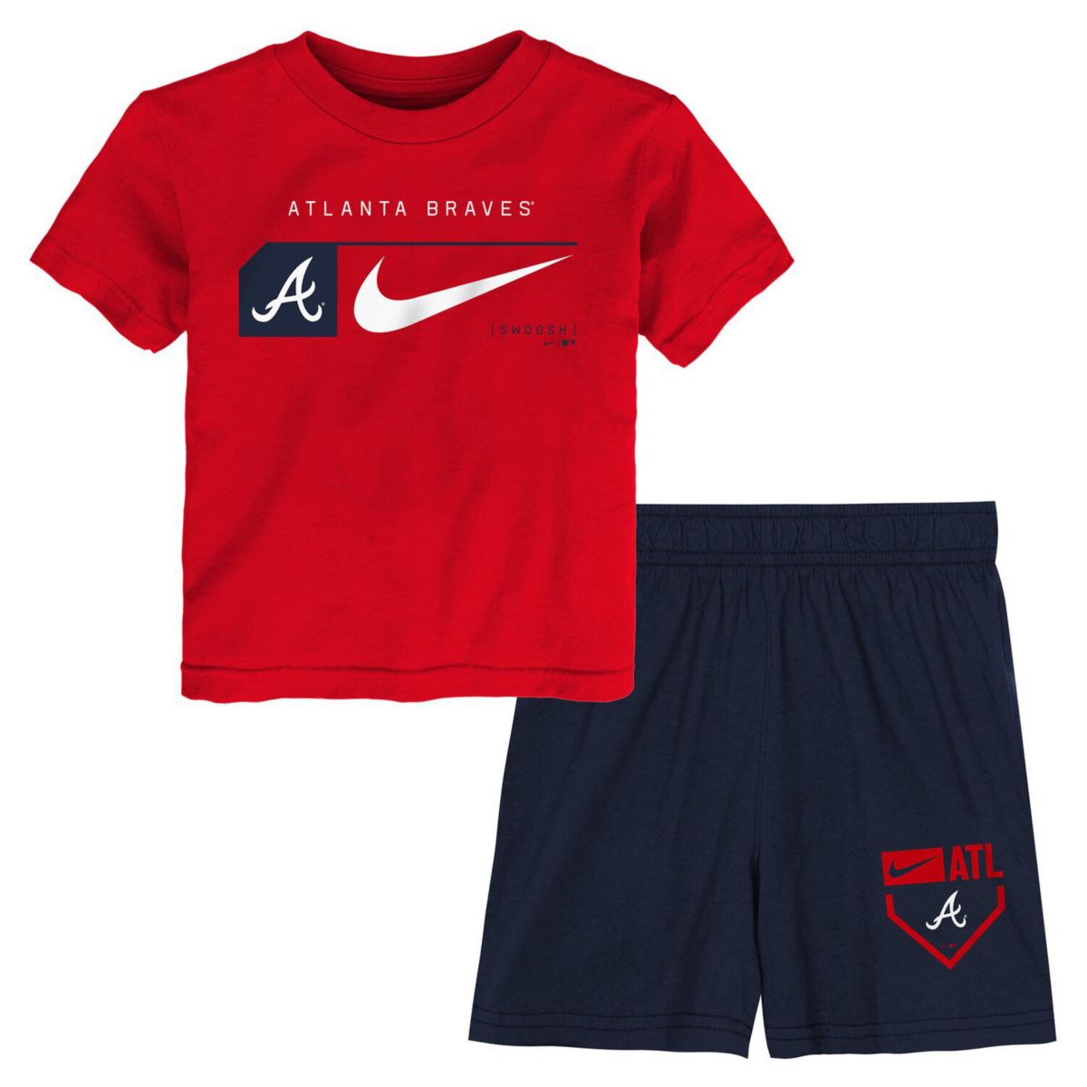 Детский Комплект Одежды Nike Красный/Синий Atlanta Braves Двухкомпонентный Футболка и Шорты Nike