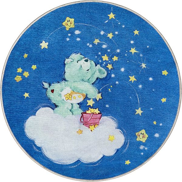 Антимикробный круглый ковер с изображением Care Bears, стойкий к пятнам WELL WOVEN