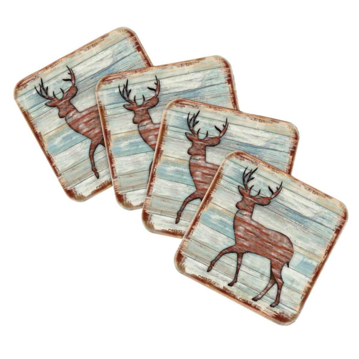 Deer Wooden Cork Coasters Gift Set of 4 by Nature Wonders Nature Wonders