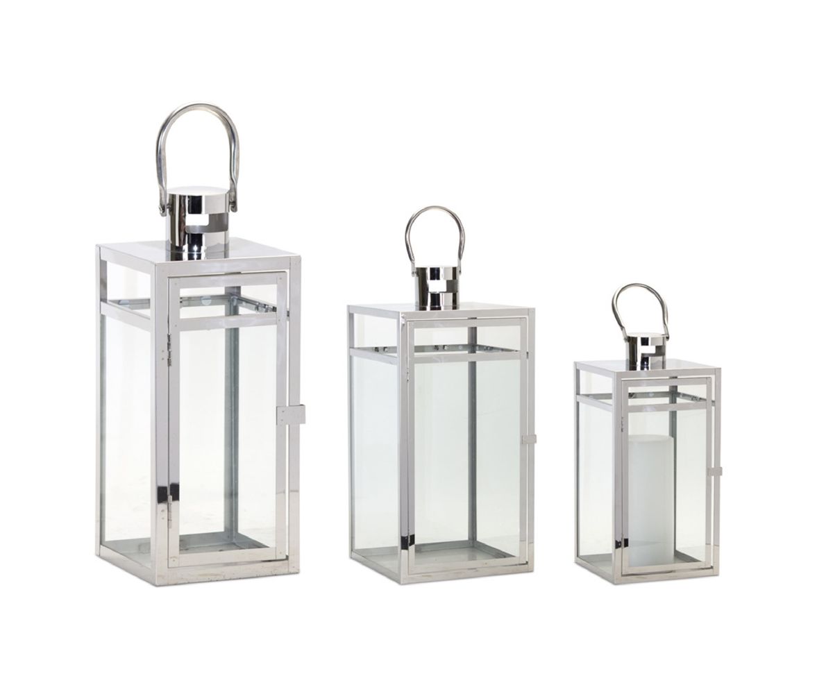 Modern Stainless Steel Metal Lantern (Set of 3) Slickblue