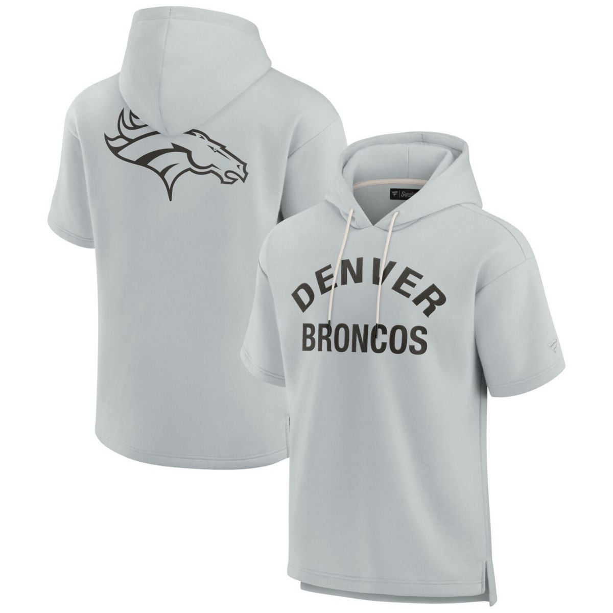Unisex Fanatics Signature Gray Denver Broncos Elements Super Soft Fleece Short Sleeve Pullover Hoodie Fanatics Signature