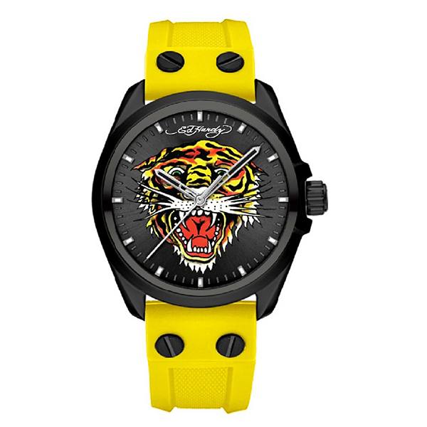 Механические часы Ed Hardy Мужские матовые с желтым силиконовым ремешком Ed Hardy