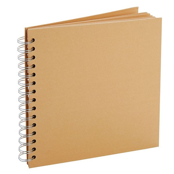 Small Spiral Kraft Hardcover Plain Scrapbook For Journaling, 80 Pages, 8x8 In Juvale