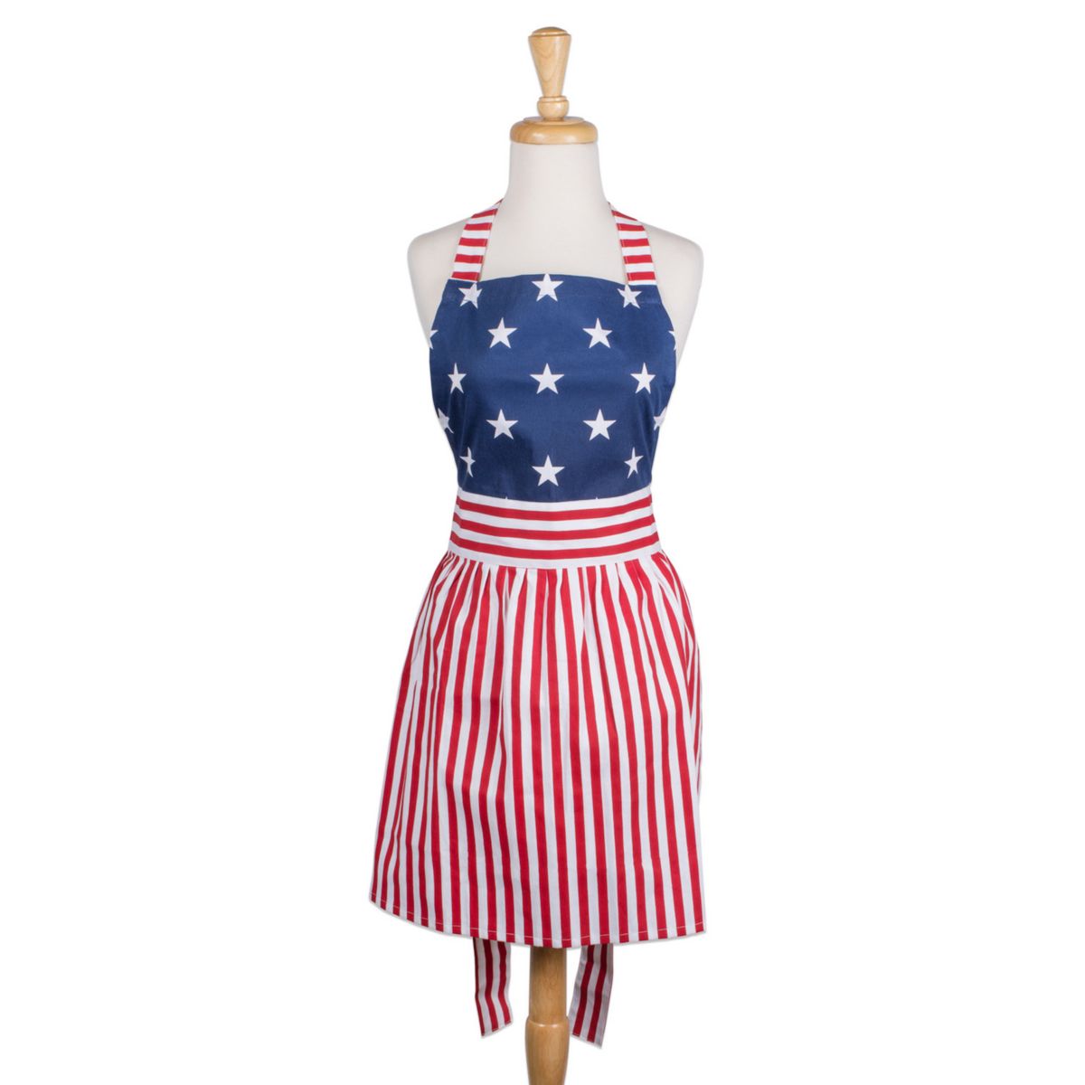 31&#34; Red and White Striped American Flag Inspired Skirt Apron Dress with Extra Long Ties CC Home Furnishings
