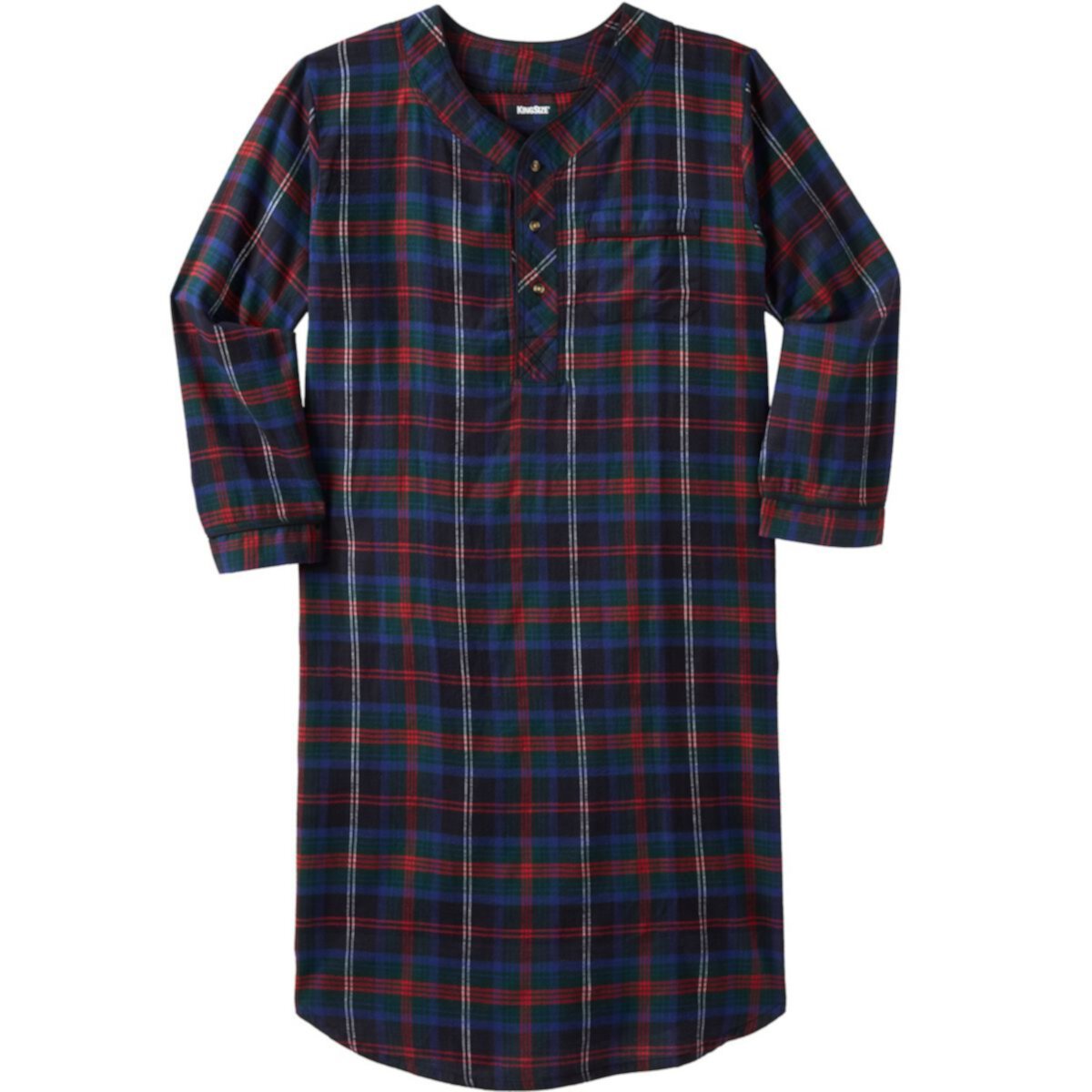 Kingsize Men's Big & Tall Plaid Flannel Nightshirt KingSize