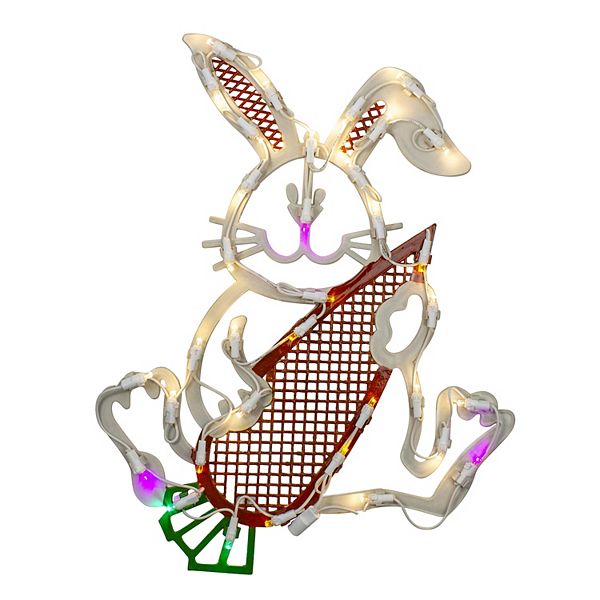 Пасхальный декор для окна в виде светящегося кролика, 18 см, 35 белых светодиодов, вертикальный Northlight