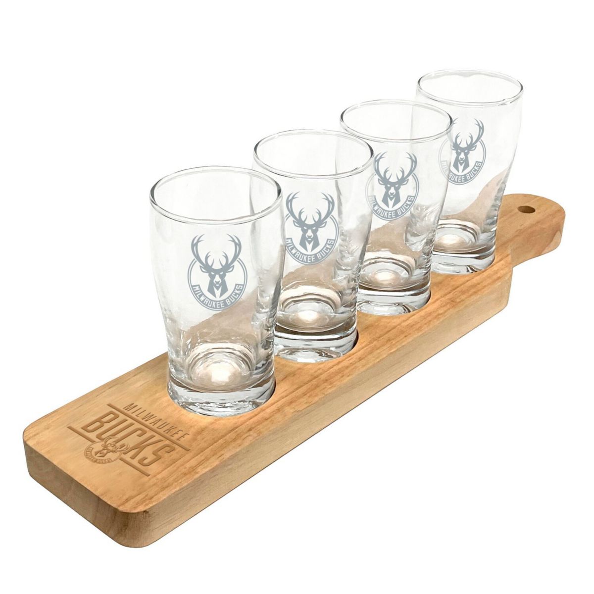 Milwaukee Bucks Four-Pack Beer Flight Glass Set Logo Brand