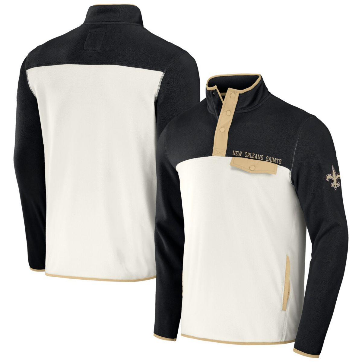 Мужская Куртка NFL x Darius Rucker Collection by Fanatics Black/Cream New Orleans Saints Microfleece Quarter-Snap NFL x Darius Rucker Collection by Fanatics