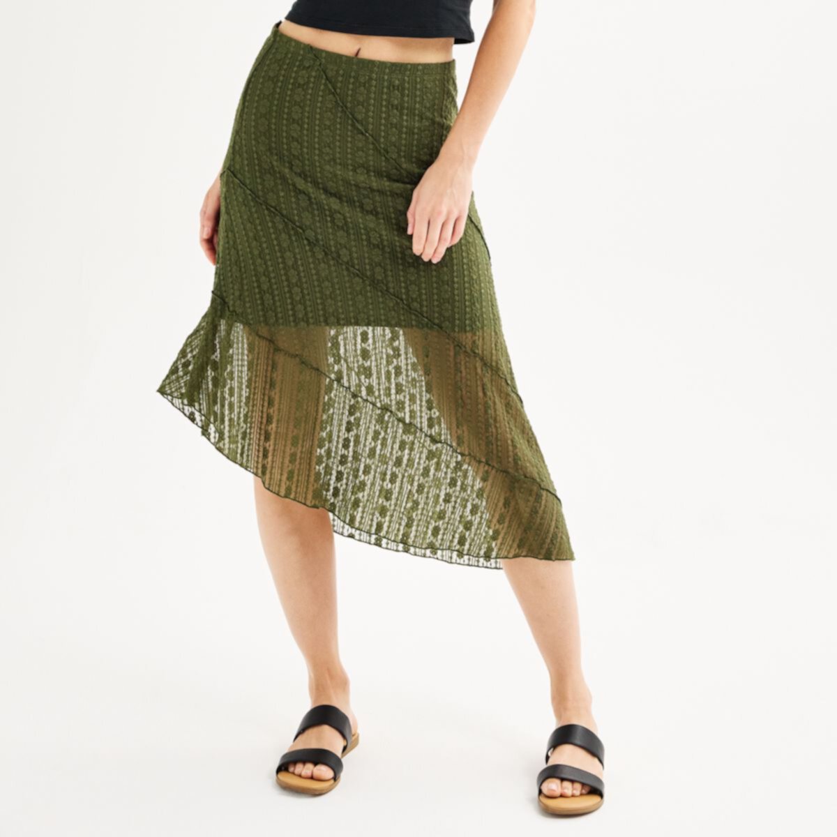 Juniors' Derek Heart Lace Asymmetrical Maxi Skirt Derek Heart