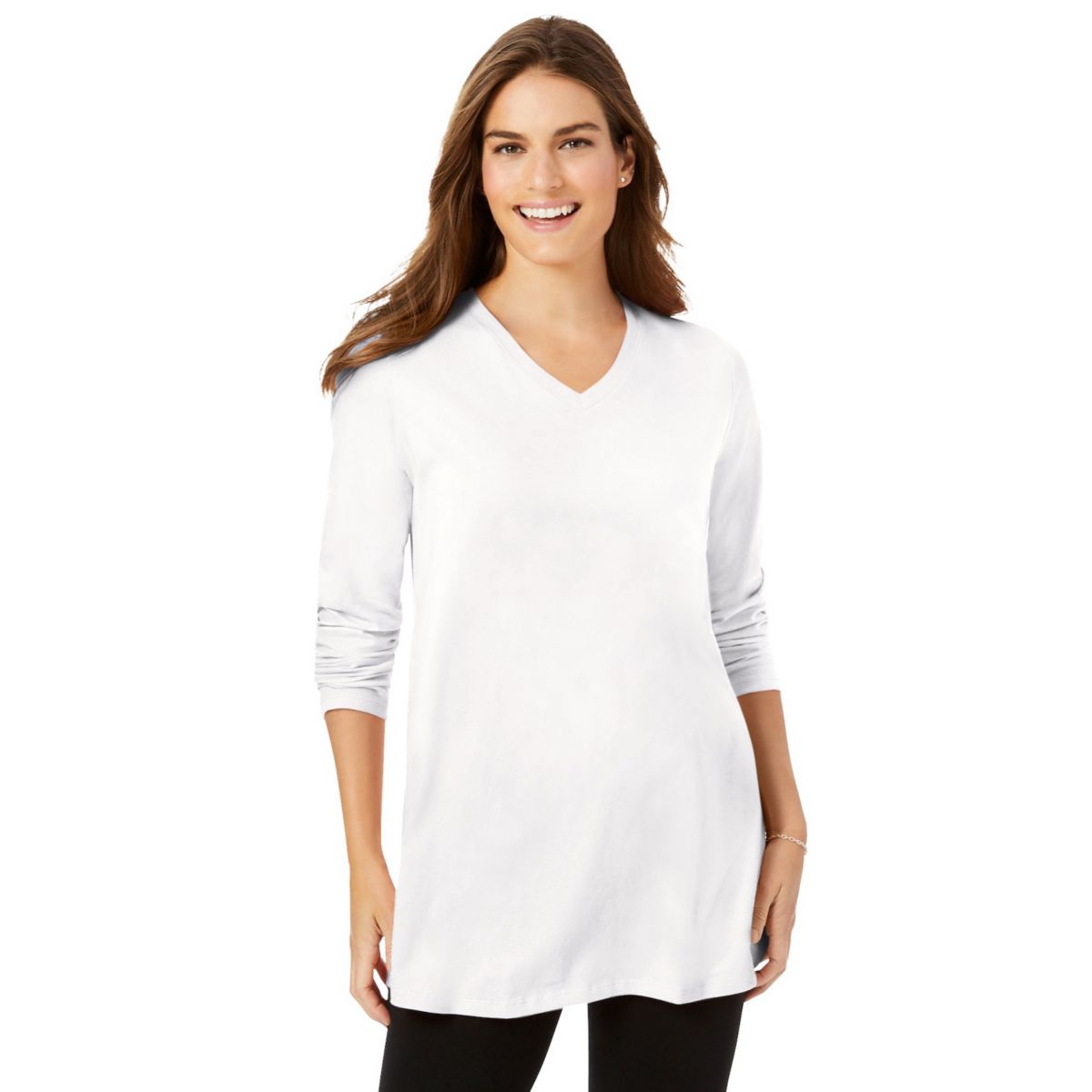 Woman Within Women's Plus Size Perfect Long-sleeve V-neck Tunic Woman Within
