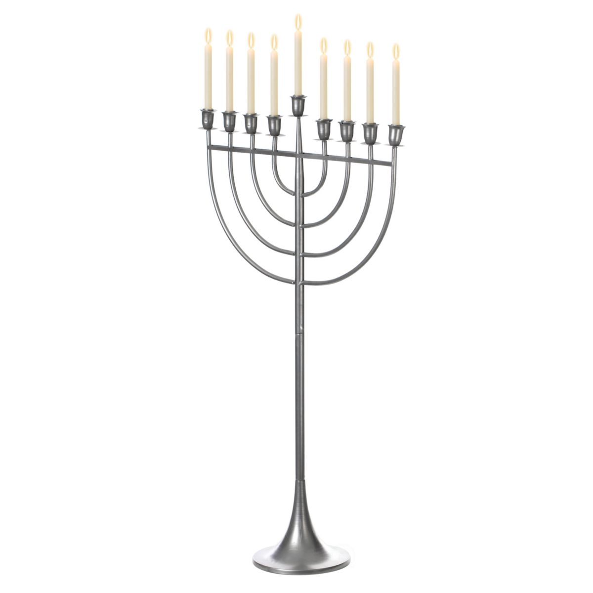 Modern Solid Metal Judaica Hanukkah Menorah 9 Branched Candelabra Vintiquewise