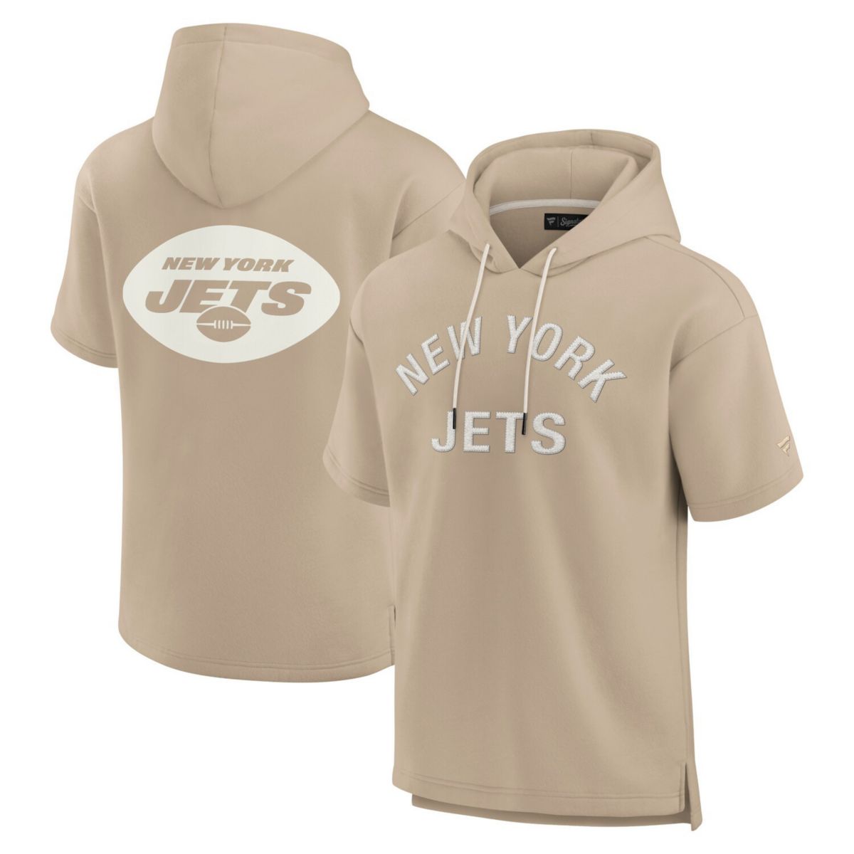Unisex Fanatics Signature Khaki New York Jets Elements Super Soft Fleece Short Sleeve Pullover Hoodie Fanatics Signature