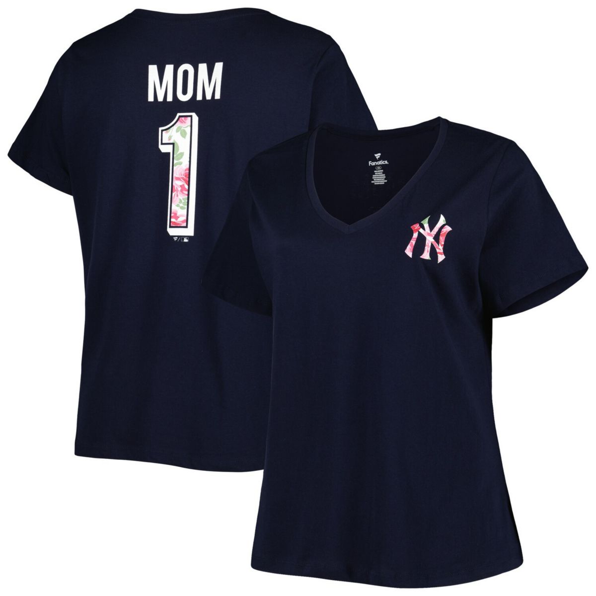 Women's Navy New York Yankees Mother's Day Plus Size Best Mom EverÂ V-Neck T-Shirt Profile