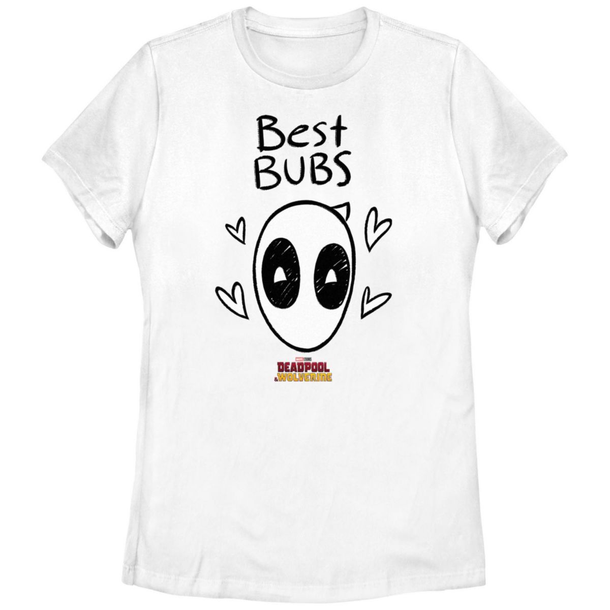 Juniors' Marvel Deadpool and Wolverine Best Bubs Doodle Graphic Tee Marvel