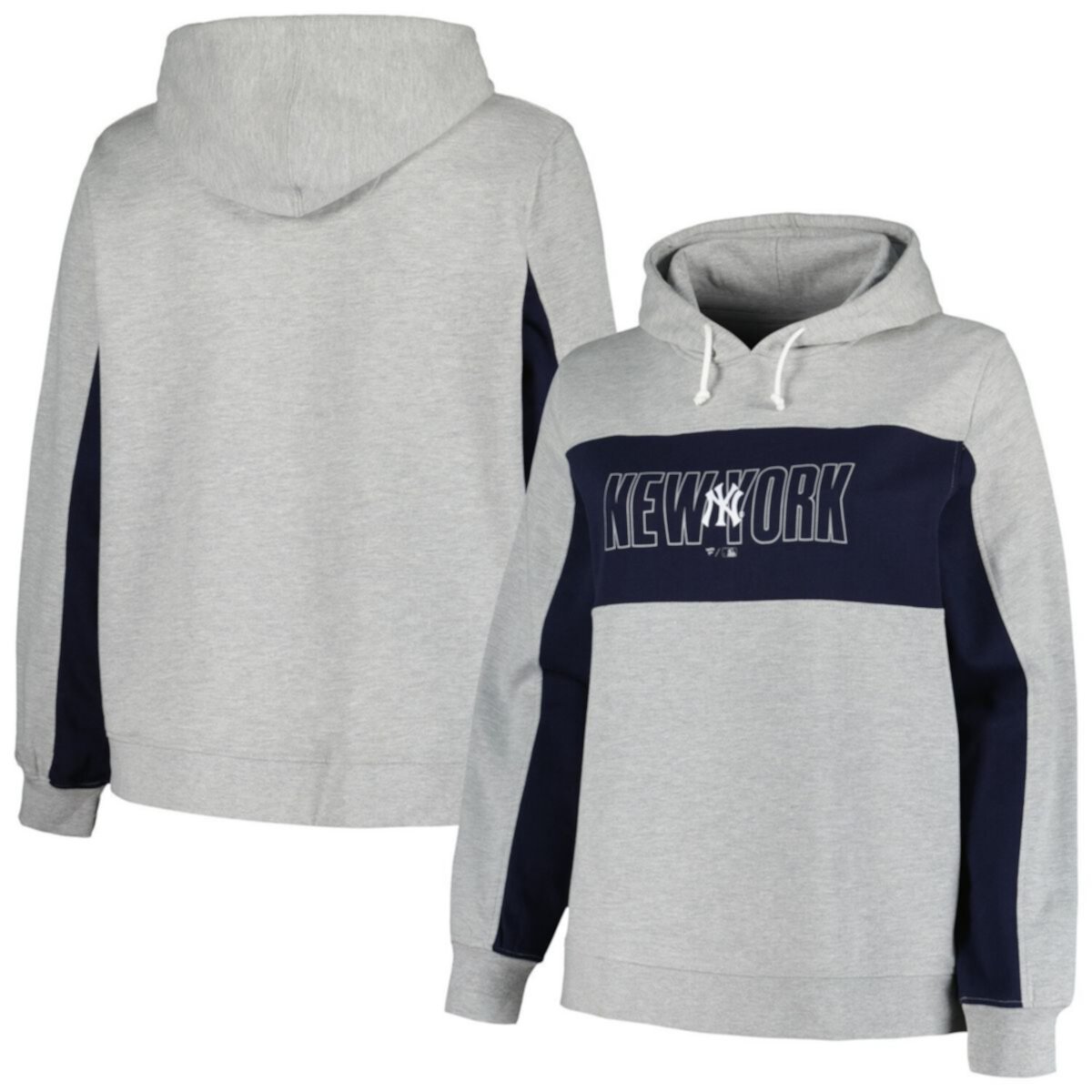 Women's Profile Heather Gray New York Yankees Plus Size Pullover Jersey Hoodie Profile