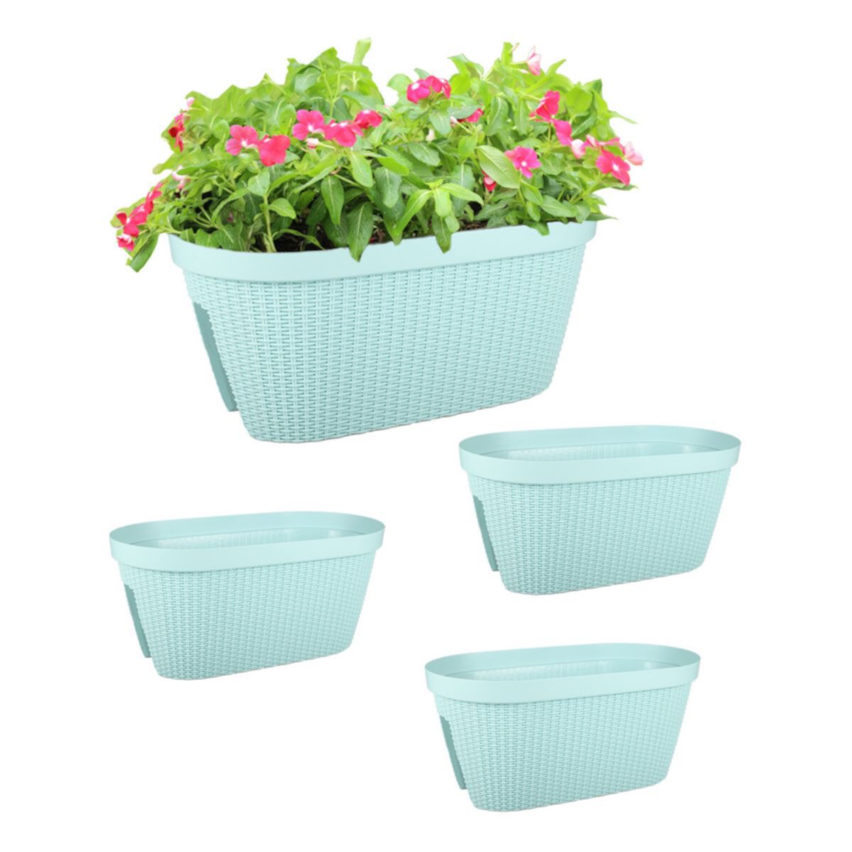 Aoodor 20'' Outdoor Balcony Railing PP Plastic Flower Pots - 4-Piece Set Aoodor