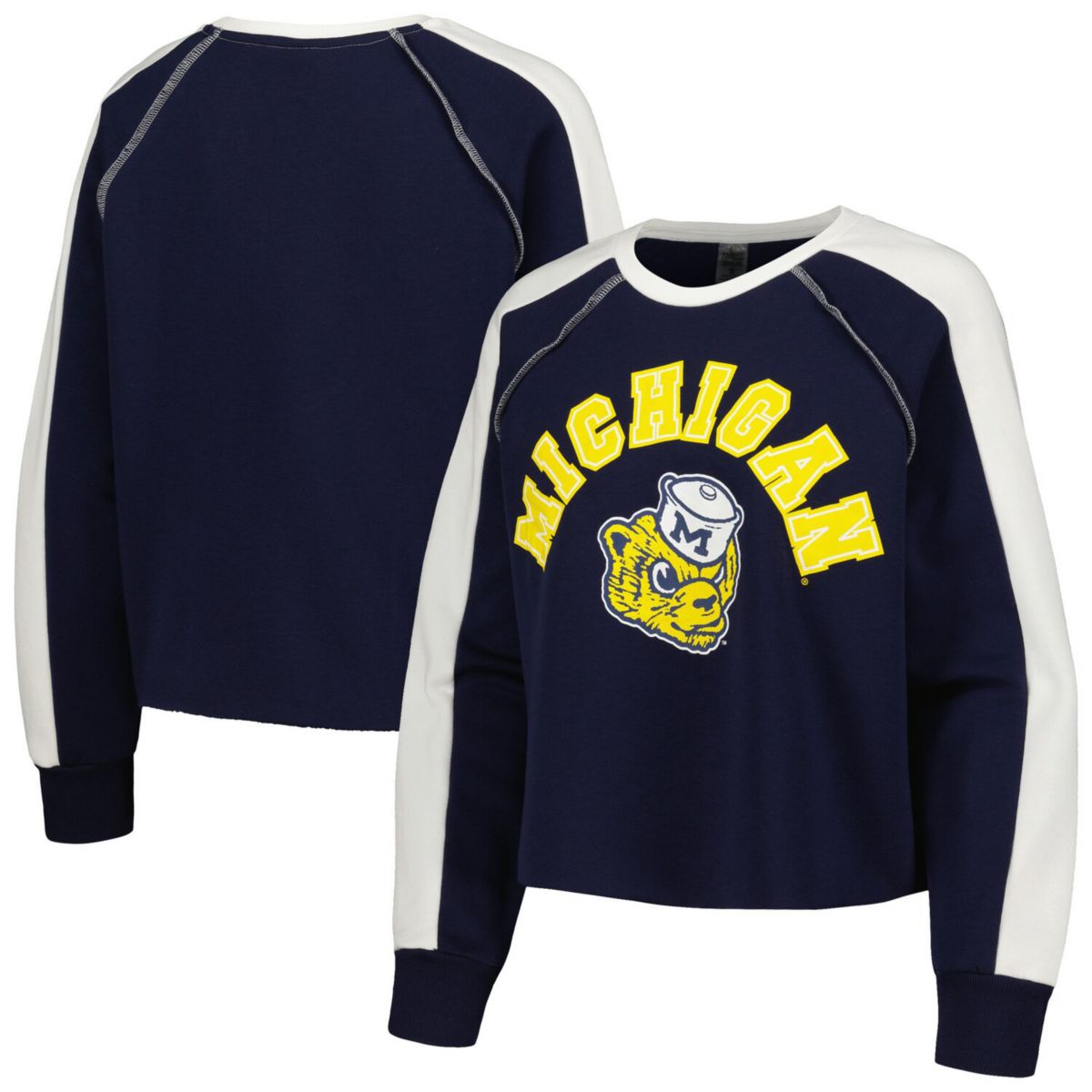 Women's Gameday Couture Navy Michigan Wolverines Blindside RaglanÂ Cropped Pullover Sweatshirt Gameday Couture