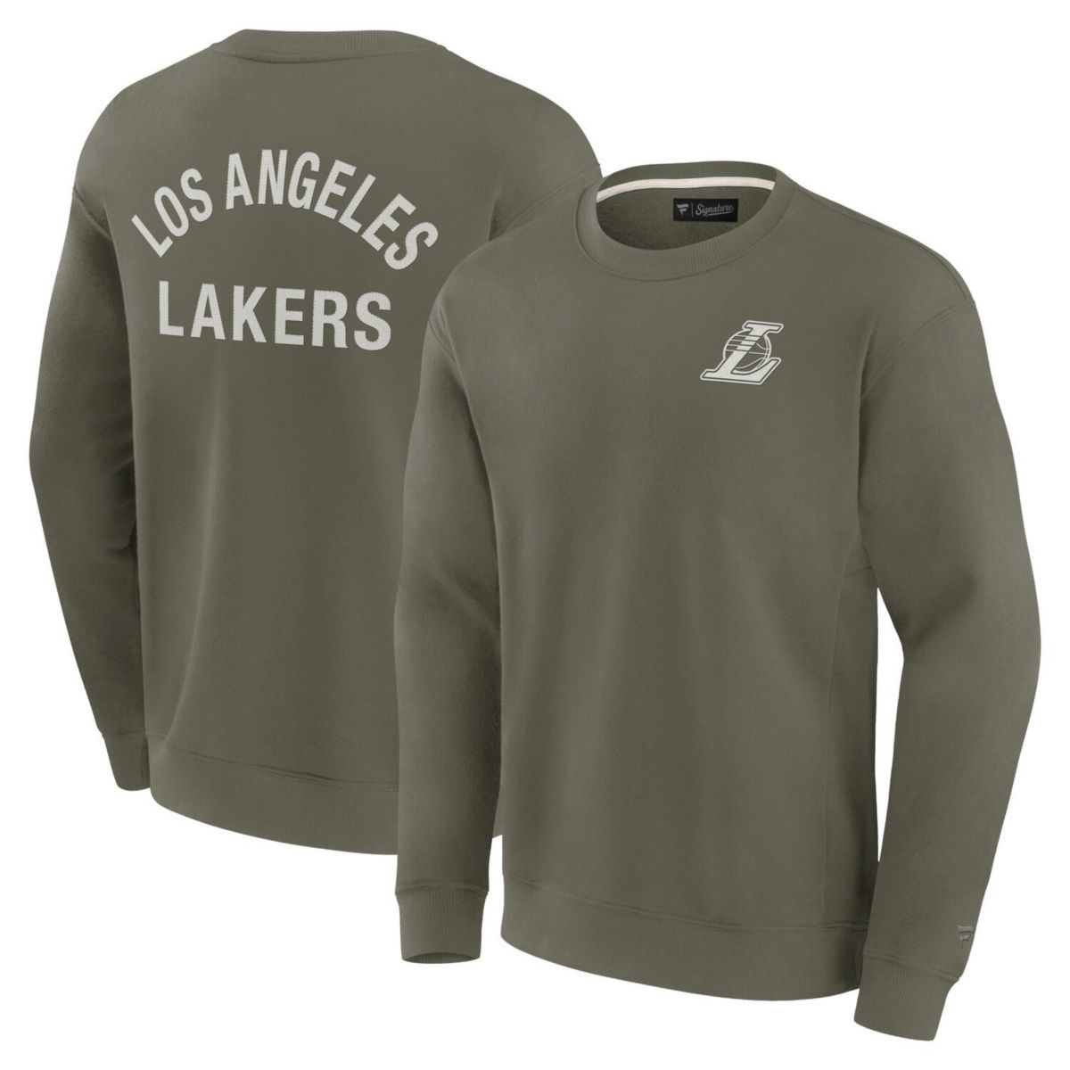 Unisex Fanatics Signature Olive Los Angeles Lakers Super Soft Pullover Crew Sweatshirt Fanatics Signature